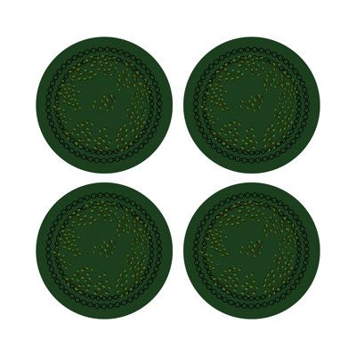 Christmas Berries Vegan Leather Round Pebble Placemat