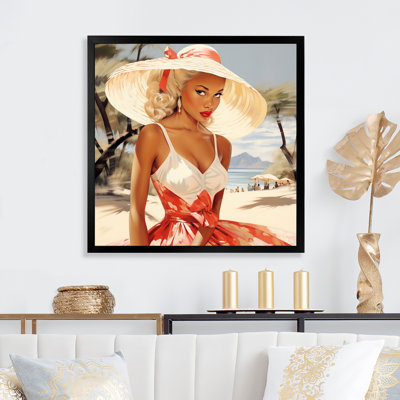 «Vintage Glamour Beach Women I», reproduction d'art sur toile
