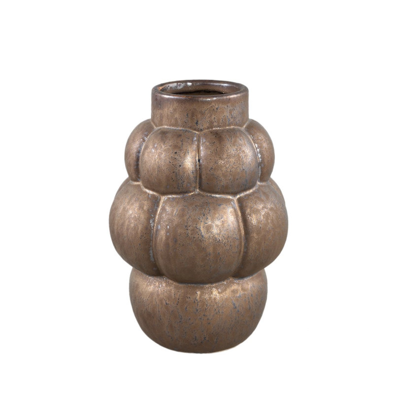 Peasely Ceramics Table Vase, Bronze, 22cm H x 26cm W x 16cm D