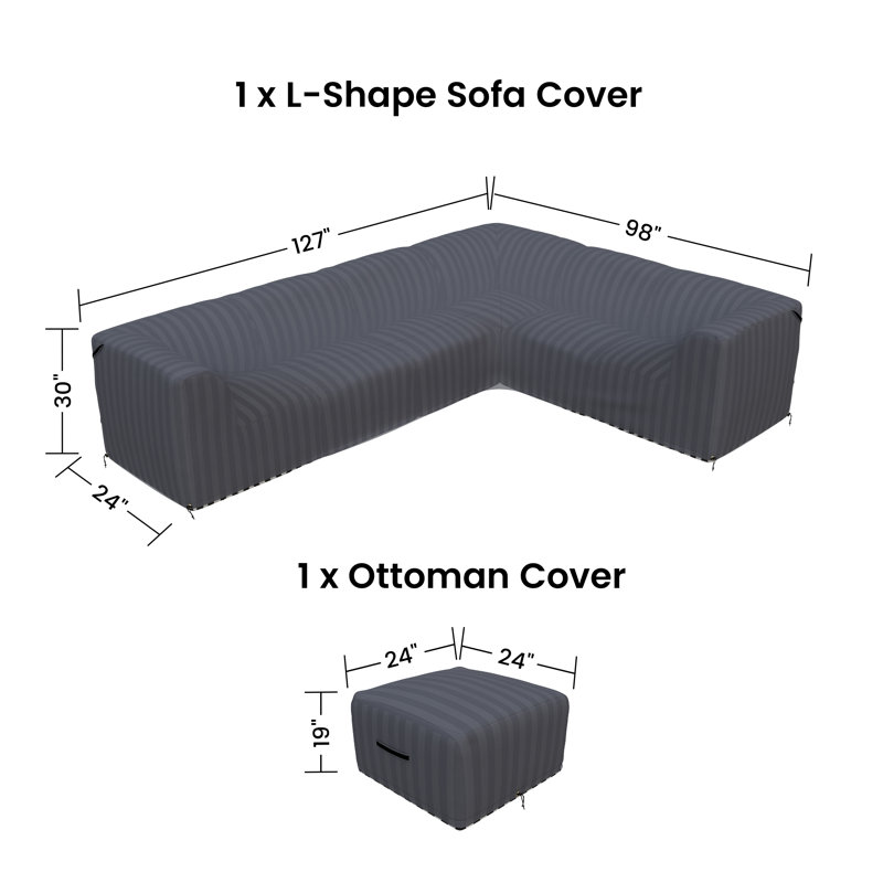 Eliana 124'' Outdoor Sectional Outdoor Conversation Set Group Seating Sectional Sofa Patio Furniture Covers