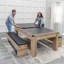 La table combinée 3-en-1 Hampton American de 7 pi comprend une table de billard, une table de ping-pong et une table de salle à manger avec banc de rangement double-93633285