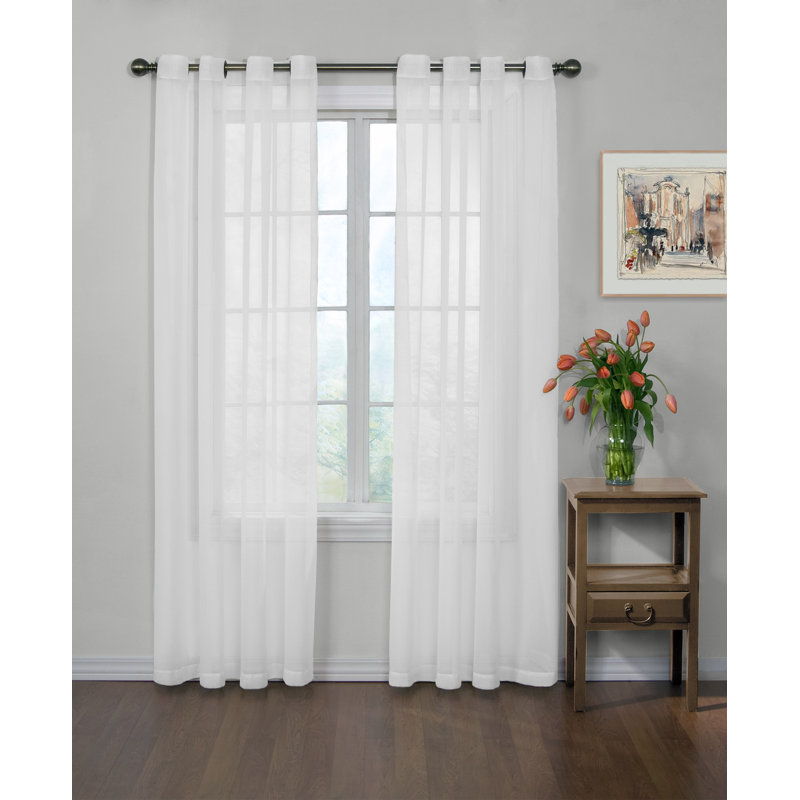 Diphda Sheer Curtain Single Panel, 59" W x 95" L, White