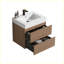 Meuble-lavabo mural 24 po en noyer brun flottant avec lavabo, meuble-lavabo mural moderne avec lavabo une pièce blanc pré-assemblé-571831726