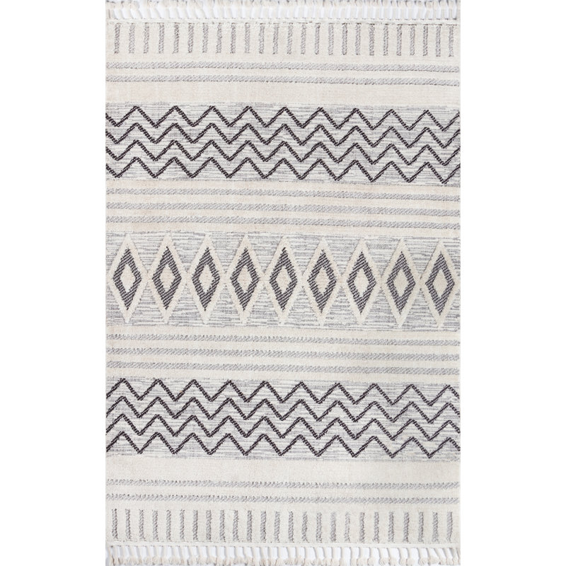 Tapis ivoire / gris clair Adhnan, Rectangle 2 pi x 3 pi