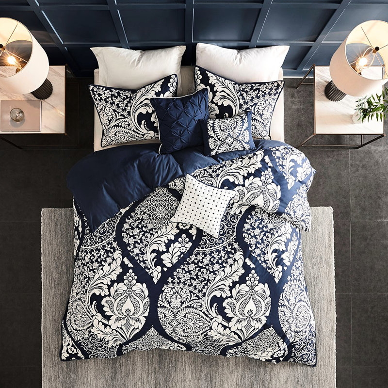 Housse de couette King/King 6 pièces, de magnifiques oreillers brodés aux motifs délicats