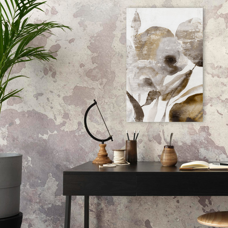 Earthy Bloom II - art floral abstrait et aquarelle botanique, H 24 po x l 16 po