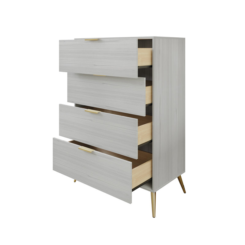 Rafiat 29.72'' W 4 - Drawer Dresser, Light Gray