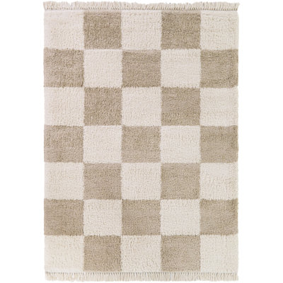 Bruno Beige Checkered Shag Area Rug