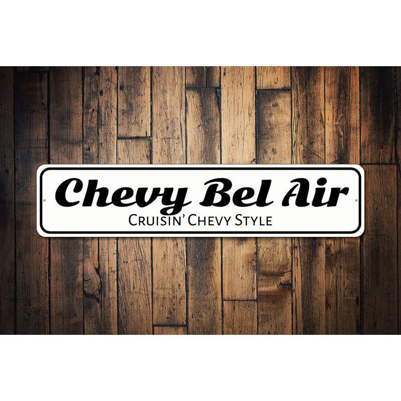 Enseigne en aluminium Chevy Bel Air, H 4 po x l 18 po x P 0,04 po