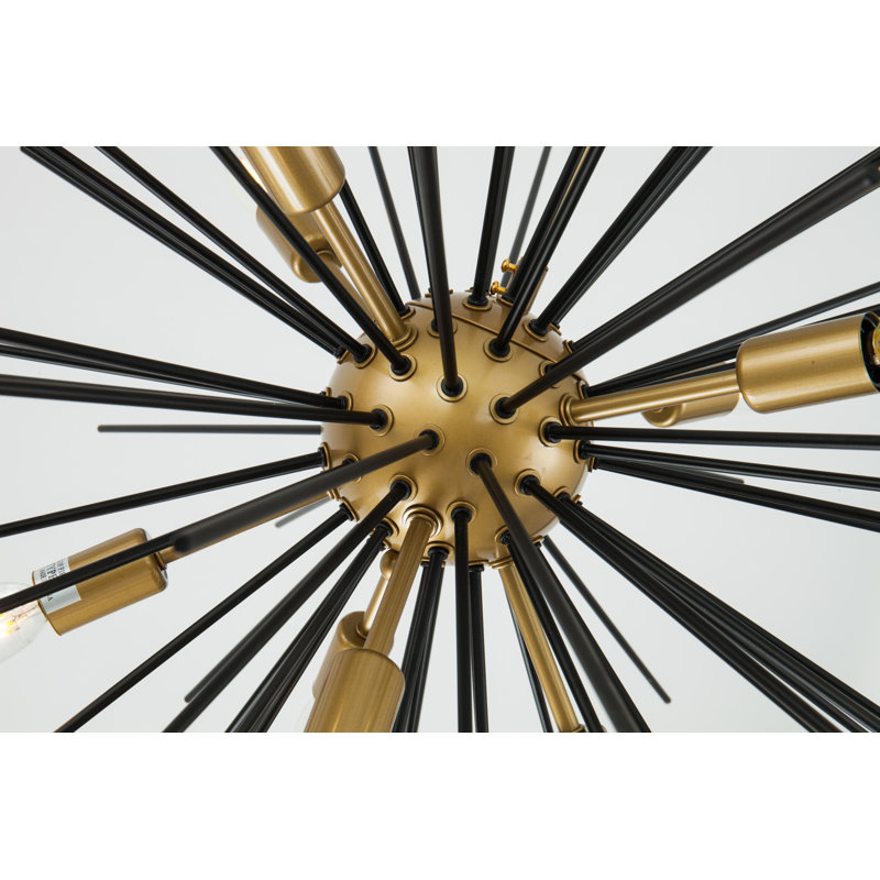 Sumler 8-Light Dimmable Sputnik Sphere Chandelier, Brass/Black, 29" H x 30" W x 30" D