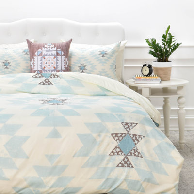 Ensemble de housse de couette en microfibre bleu / crème