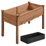 Rigney  Outdoor Fir Wood Elevated Planter with Fabric Liner & Drainage Holes