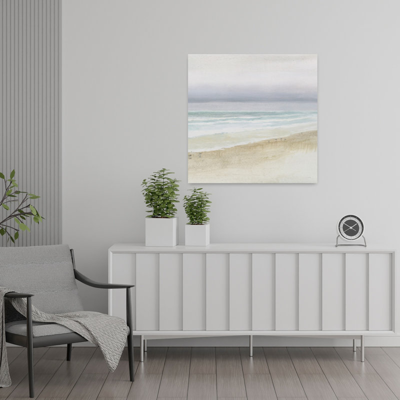 Paysage côtier serein avec art animalier de plage, H 24 po x l 24 po