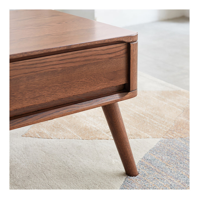 Table basse surélevée Table basse 100% chêne massif avec plateau en bois massif et plateau de bureau