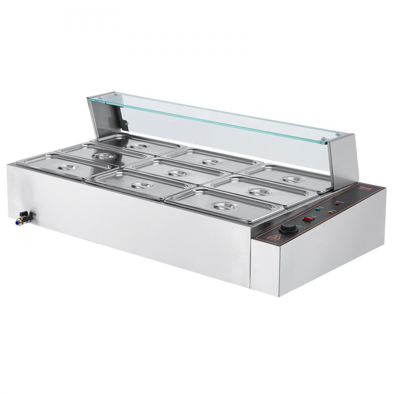 Chauffe-plat électrique commercial 9 pièces 9 * 8 pte avec écran en verre