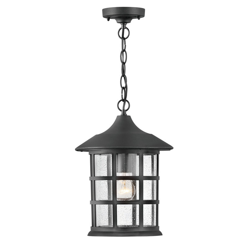 Freeport 1 - Light 14" H Outdoor Hanging Lantern, Textured Black