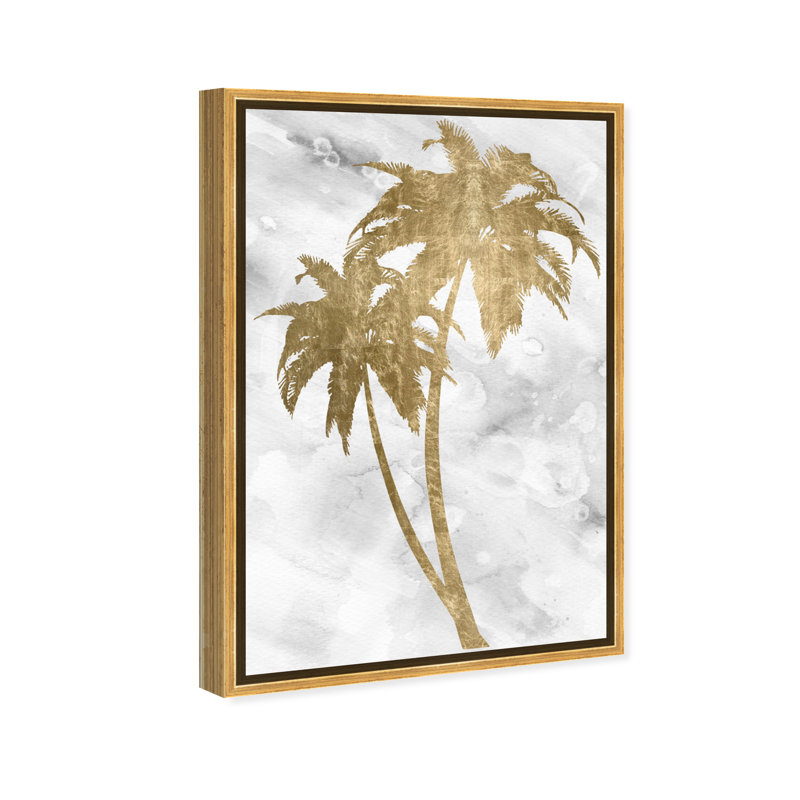 Palmier doré III - impression sur toile tendue, Cadre doré, H 24 po x l 16 po