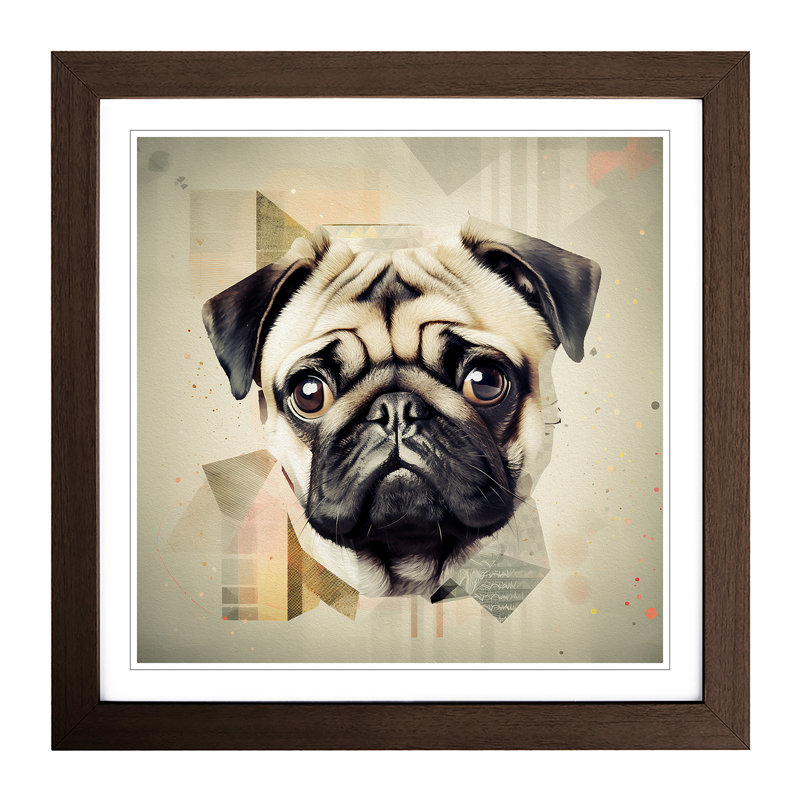 Pug Bauhaus - Framed Print, Oak