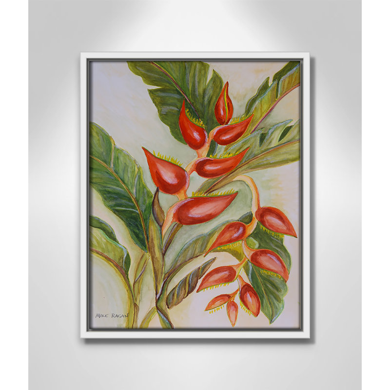 Imprimé Heliconia par Mike Ragan pour , H 15,5 po x l 12,5 po, Blanc