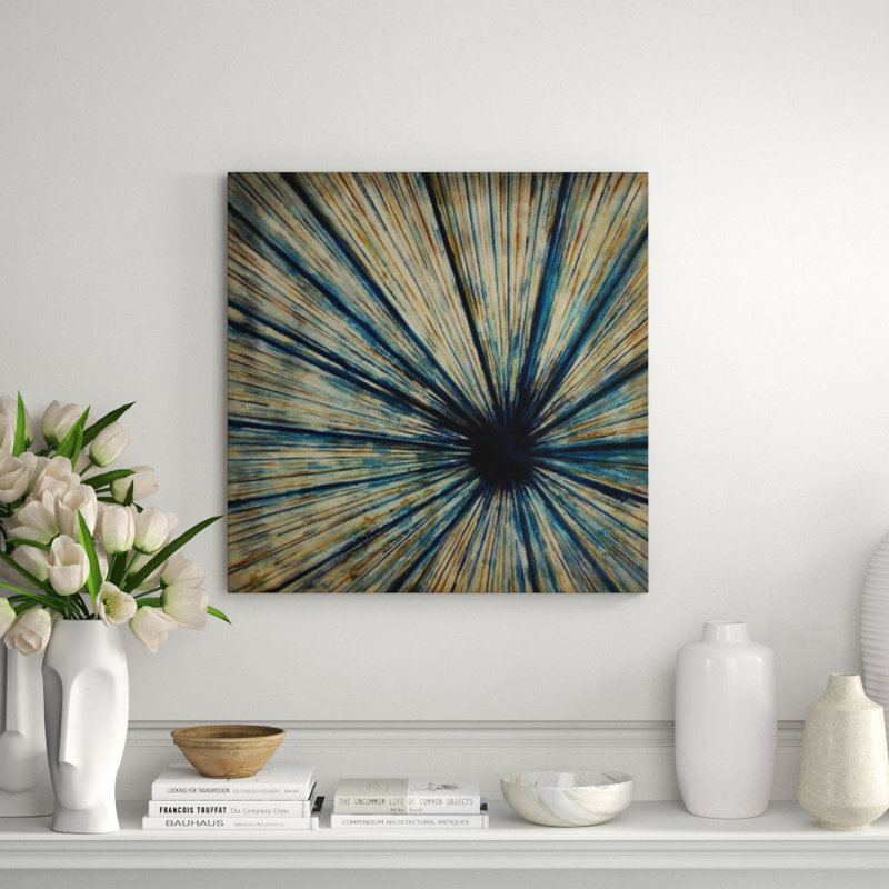 Blue Detail Print, Glass Coat, 47" H x 47" W