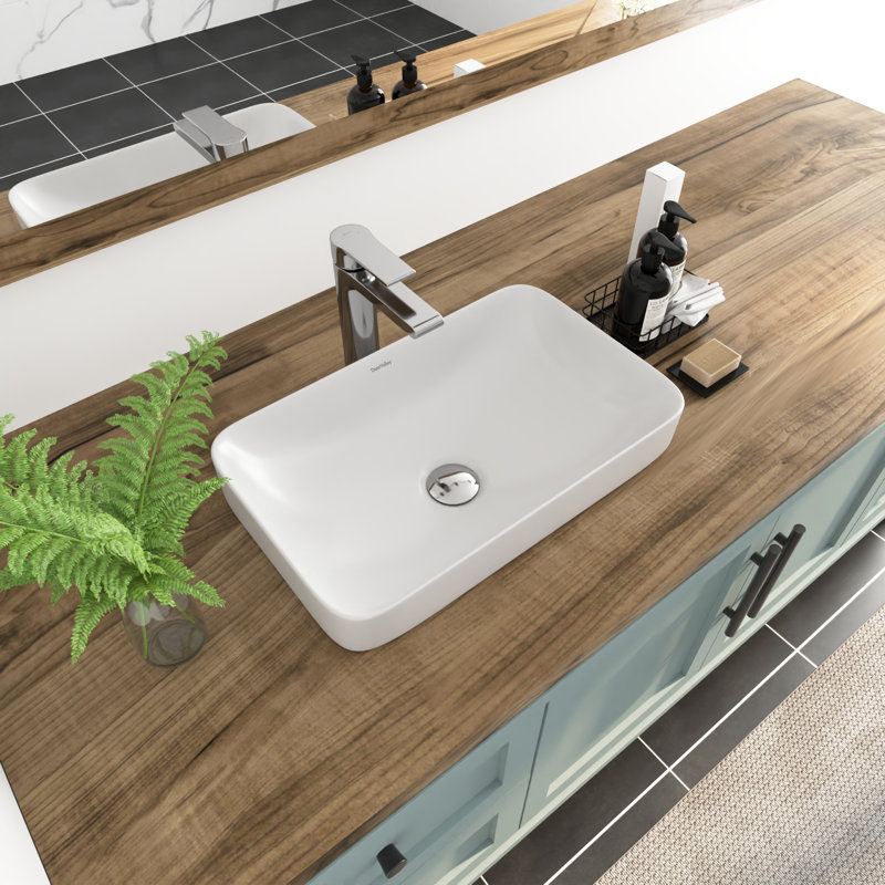 Lavabo de salle de bain semi-encastré rectangulaire vasque encastrable DeerValley Ally 19 po x 12 po, Blanc