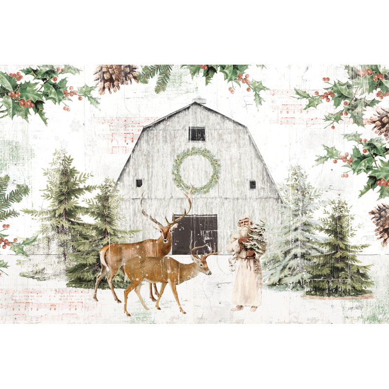 Wooded Holiday I No Poinsettias, H 12 po x l 18 po x P 1,25 po, Non, Unframed