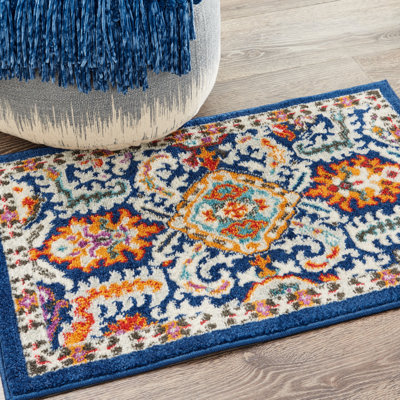 Tapis oriental ivoire / bleu / orange Verda