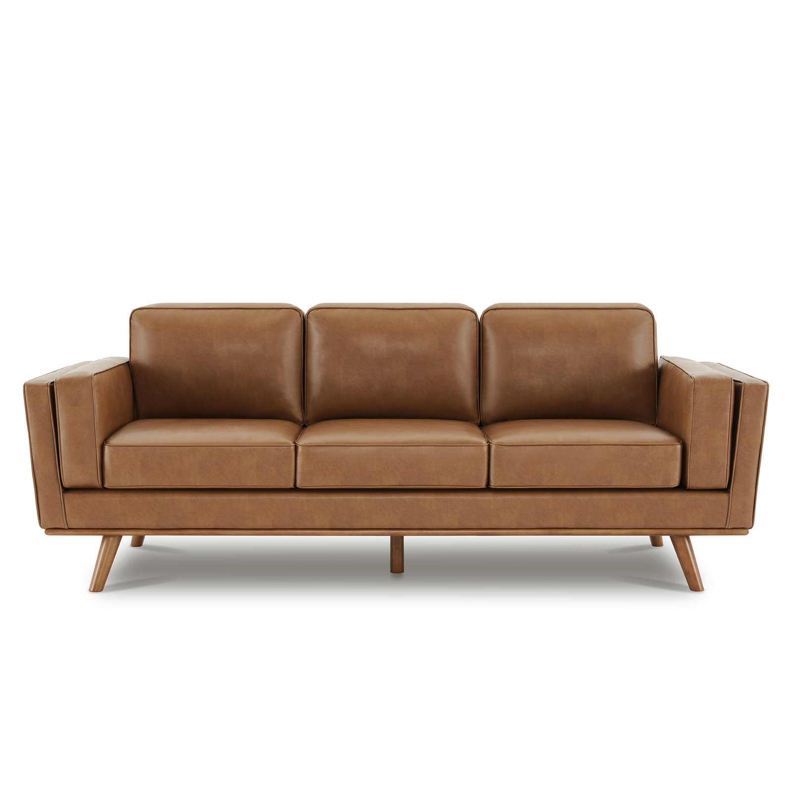 Reeves 84'' Vegan Leather Sofa, Chestnut Performance Faux Leather