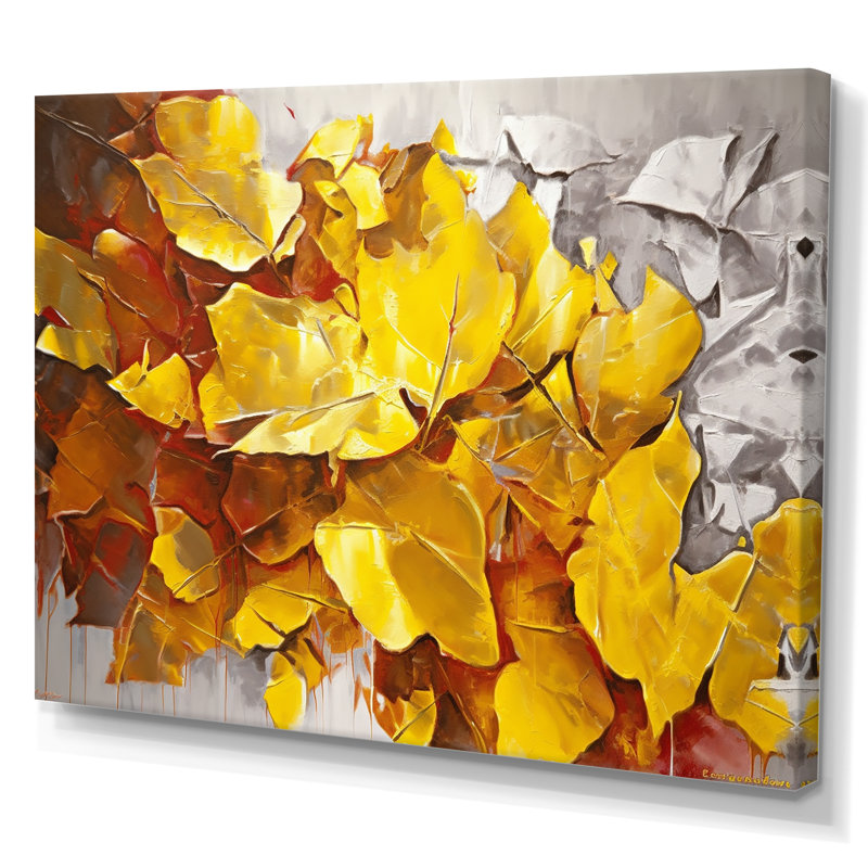 «Golden Foliage Abstraction I» sur toile, H 34 po x l 44 po x P 1,5 po, Toile tendue