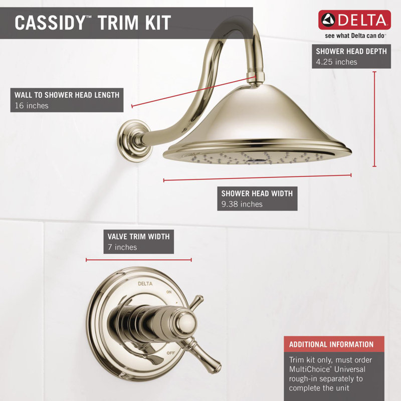 Cassidy™ 7" Shower Wall Trim, Polished Nickel