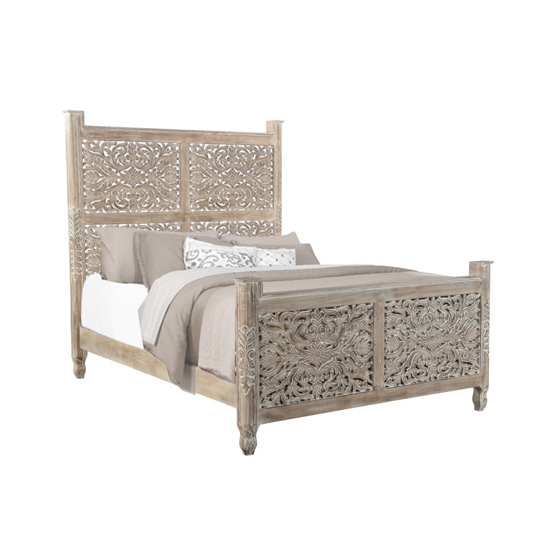 Harleen Solid Wood Piece Bedroom Set, Queen, Limestone Beige
