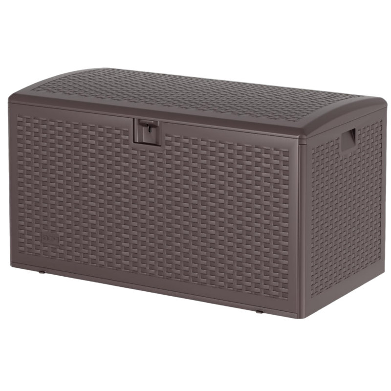73 gal Resin Deck Box, Outdoor Storage Box with Lockable Lid & Weatherproof Design, Extra Large Patio Storage Container for Garden Tools, Pool Toys, Furniture Cushions