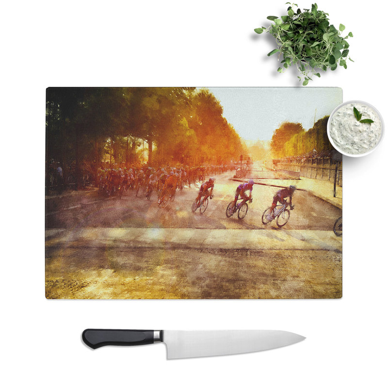 Tour De France Cycling Chopping Board, 0.4cm H x 20cm W x 28.5cm L