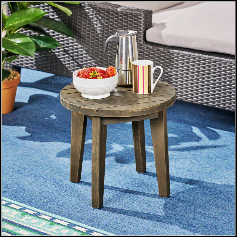 Table d'appoint d'extérieur durable en bois d'acacia résistante aux intempéries, pour les patios et les terrasses, Brun