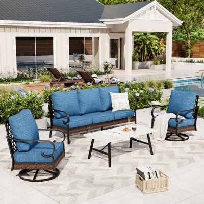 5 Person Outdoor Conversation Set With Swivel Lounge Chairs