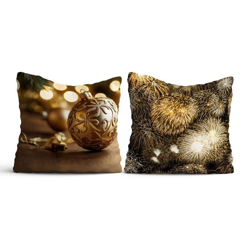 Miti Christmas Cushion Cover Set (2 Pieces), 16.9 x 16.9 Inches | 50% Cotton / 50% Polyester, Machine Washable at 86°F | Ironable, No Filling | Perfect Holiday Decor for Cozy Living Spaces and Festive Touch