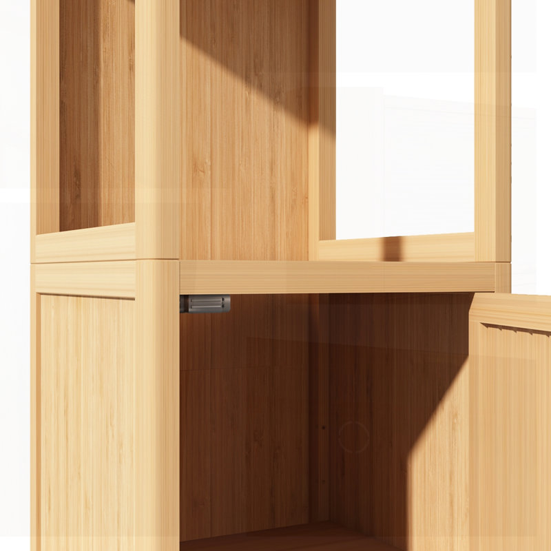 52-foot-tall Bamboo Linen Tower Storage Cabinet, Perfect for Space-Saving and Multi-Functional Use in Bathrooms and Living Areas