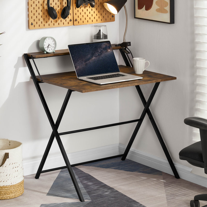 Ajwad Metal Base Writing Desk, Brown