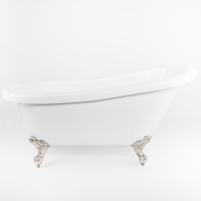 Bristol 62" Acrylic Slipper Tub - Rim Drill x 28'' Soaking Acrylic Bathtub