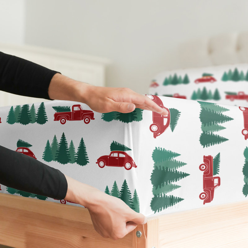 Christmas Sheet Set, Festive Holiday Bedding, Soft & Cozy, Wrinkle Free Bed Sheets, Truck, Twin Sheet Set + 1 Pillowcase