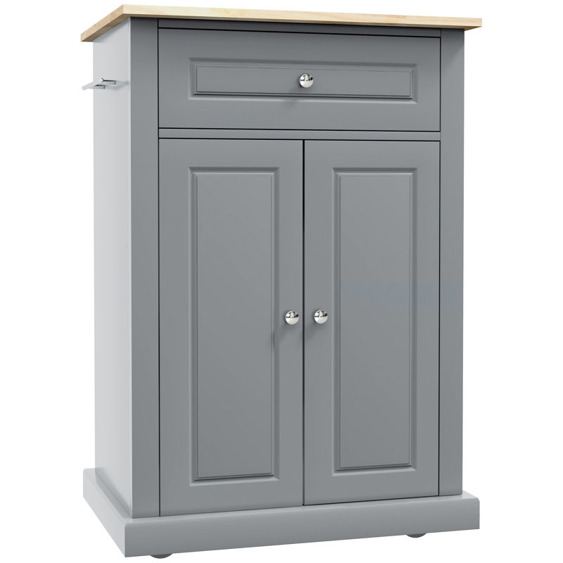 HOMCOM Rolling Kitchen Island Cart, Gray