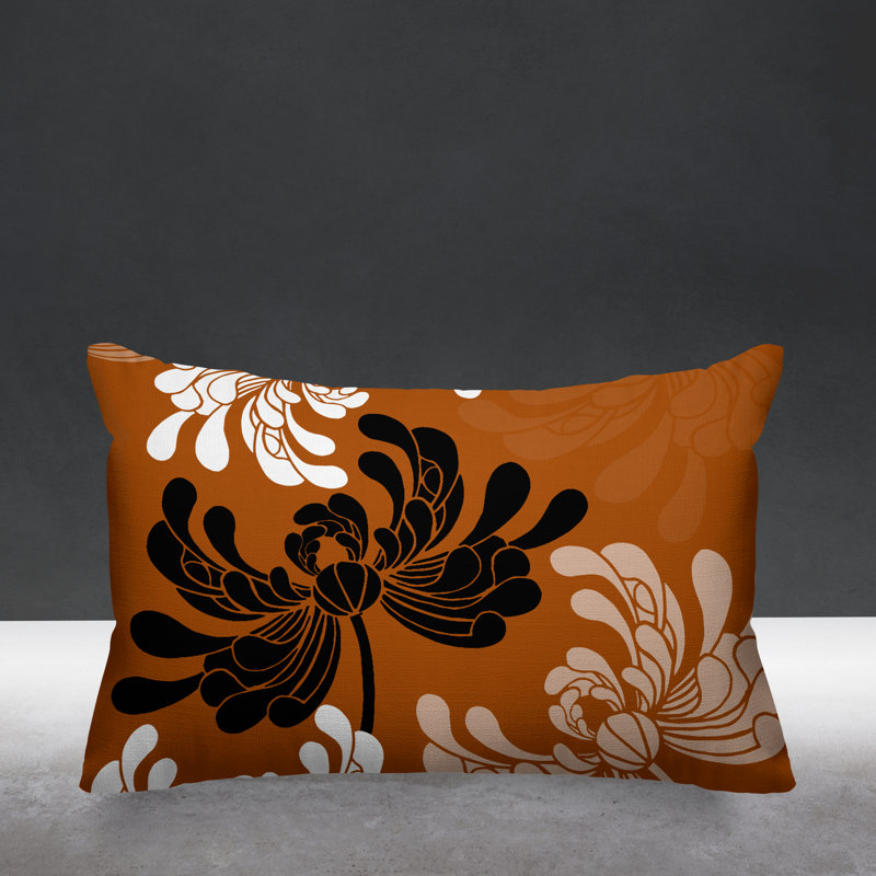 Marilyn Outdoor Reversible Throw Pillow, Burnt Orange, 14" x 20", Rectangle