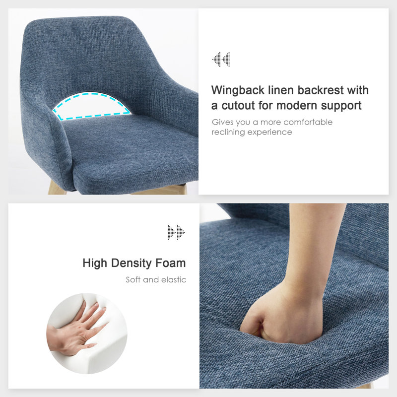 Lovetro Swivel 26.77" Linen Counter Stool