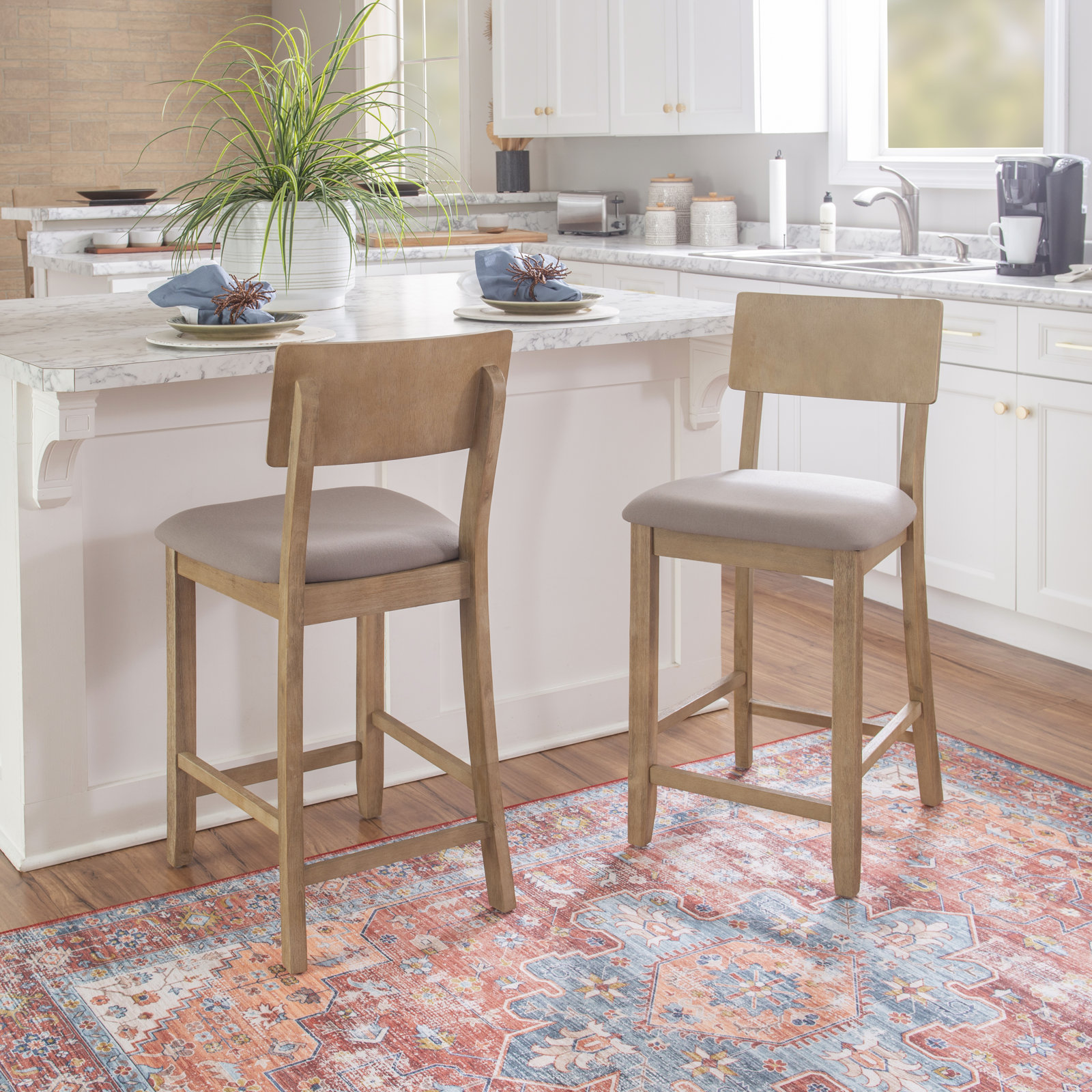 Andelo Bar and Counter Stool, Gray Seat/Gray Wash Frame, Counter Stool (24" Seat Height)