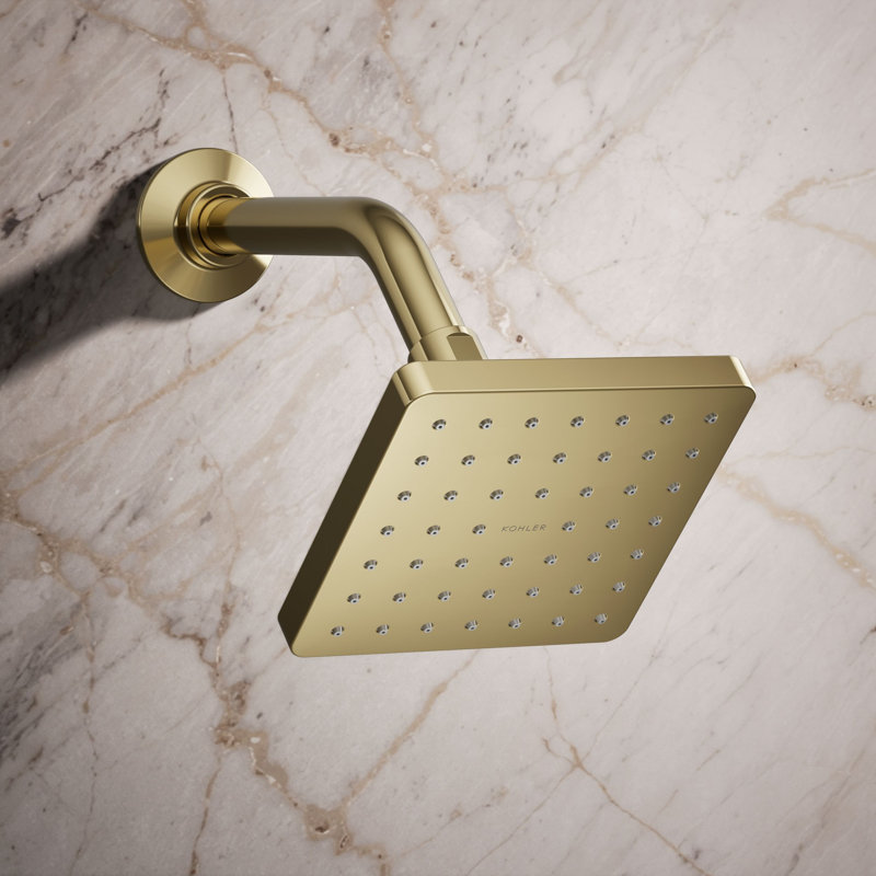 Pomme de douche carrée à fonction unique Parallel, pomme de douche avec un jet, 2,5 gallons par minute, Or français éclatant
