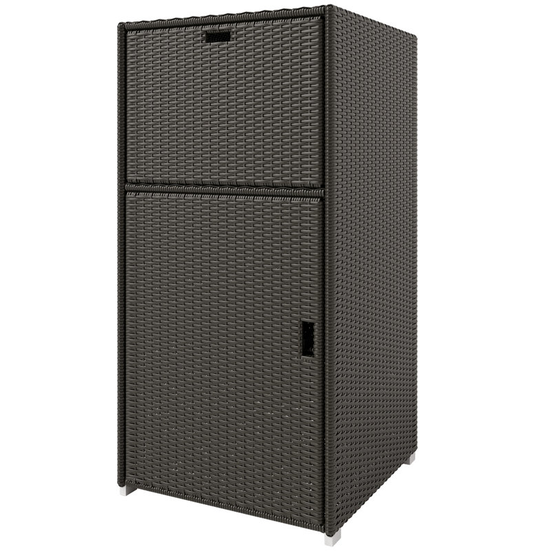 Outdoor Rattan Storage Cabinet – 23.6"×23.6"×47.2" Waterproof Towel Rack With Drawer, For Pool/spa/patio/indoor/outdoor Storage Essential