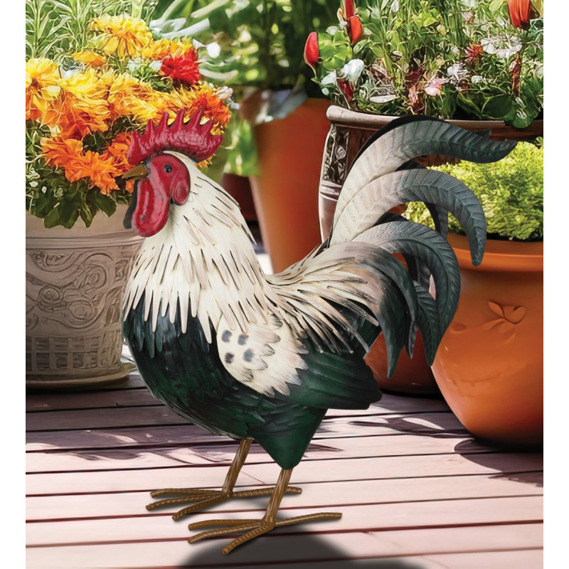 Statue de jardin en métal Verde Rooster, Décor Med