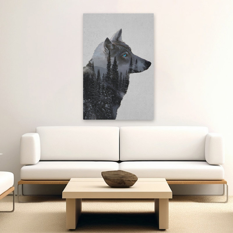 Loup d'hiver - animaux loups contemporains, H 60 po x l 40 po