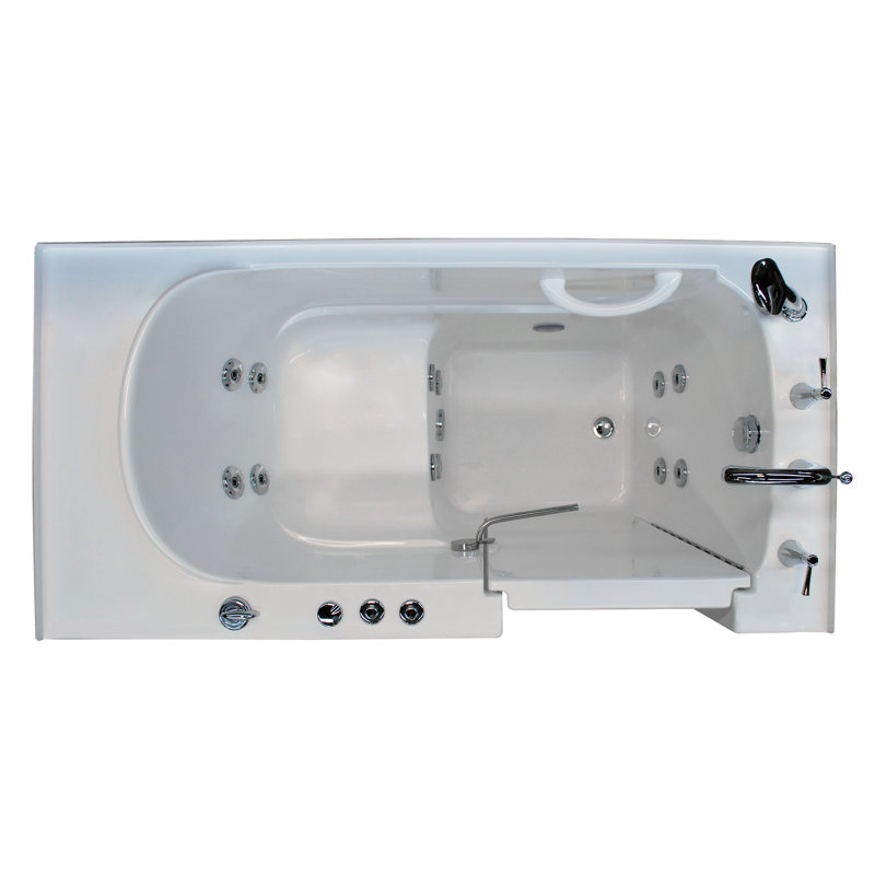 Tucson 60'' x 30'' Whirlpool Fiberglass Bathtub with Faucet, White, Right