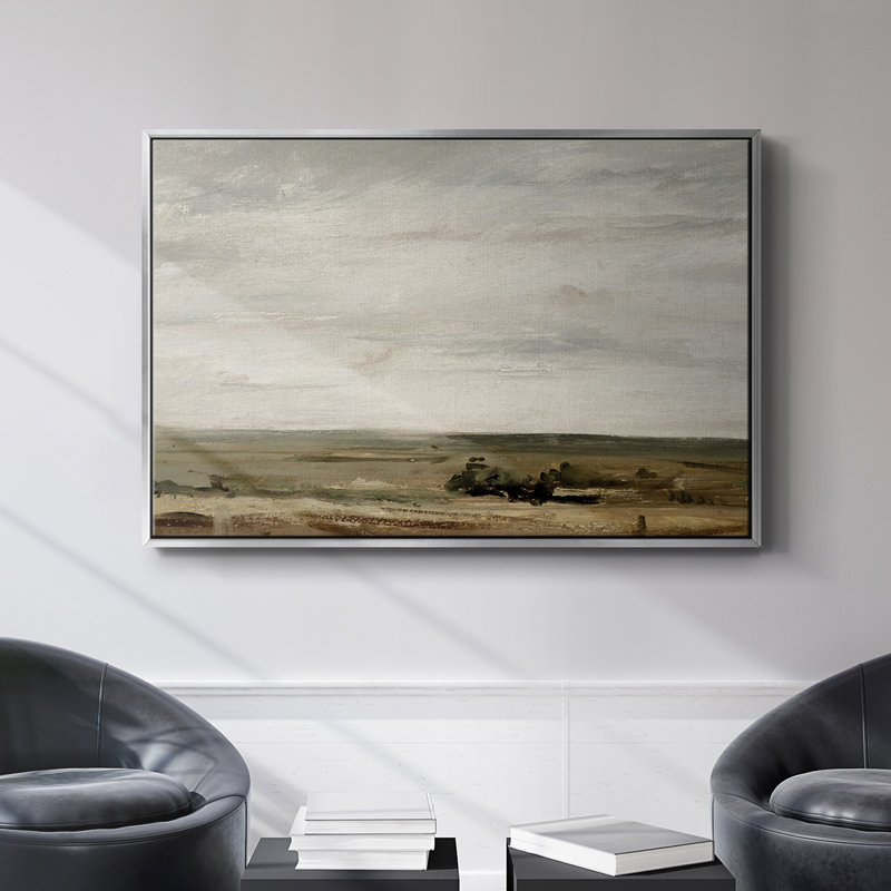 Paysage rétro - CMXLVI, H 25 po x l 37 po x P 2 po, Toile argentée avec cadre flottant
